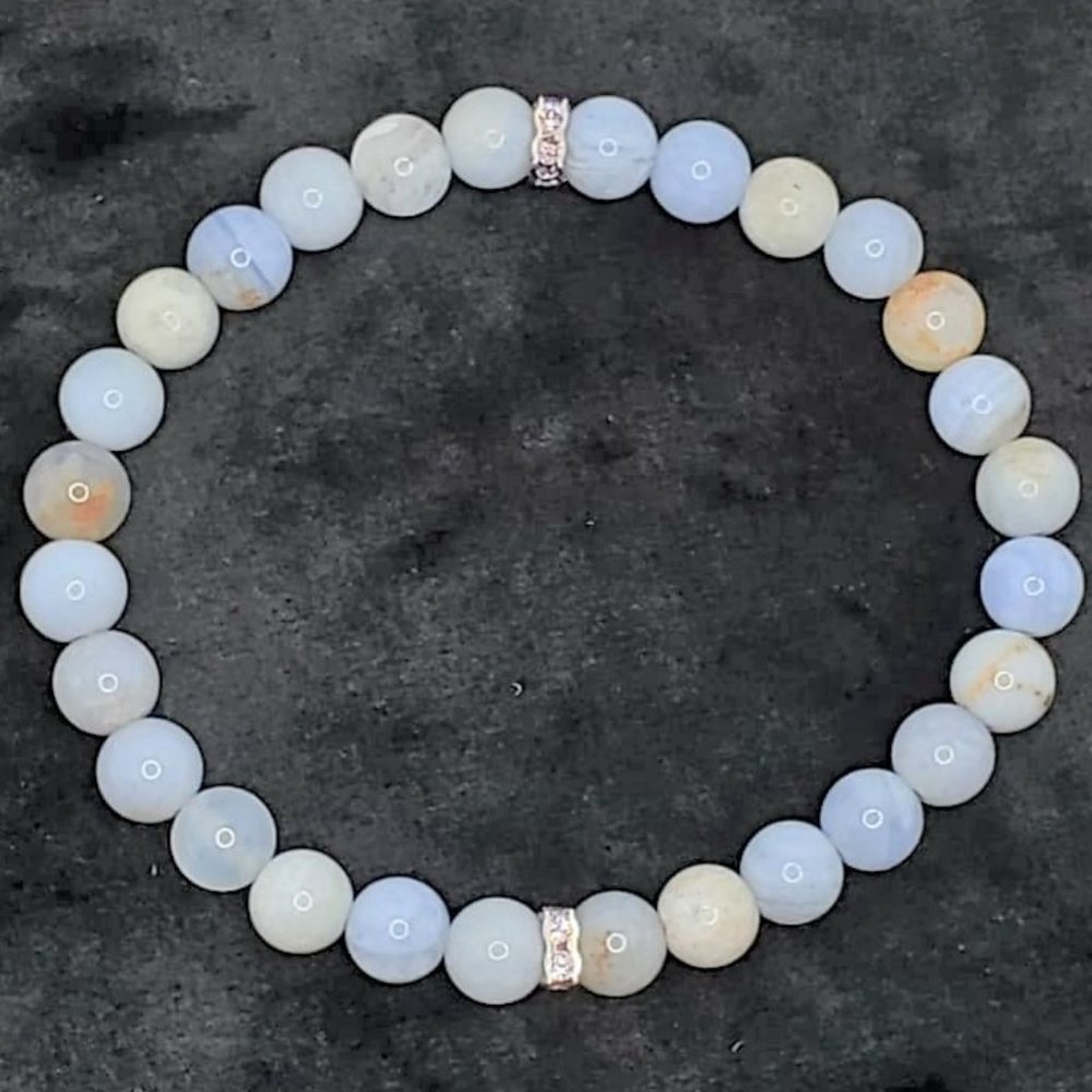 Brand new genuine blue Chalcedony beaded bracelet